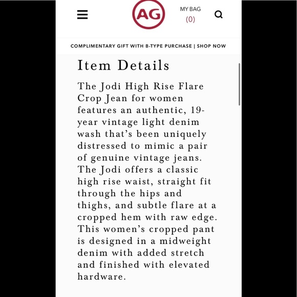 New AG  Anthropologie Jodi Crop high rise flare 27 - Picture 2 of 8